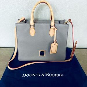 Dooney & Bourke Gray Leather Satchel Bag Purse